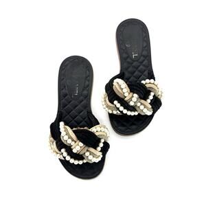 Chanel Cruise 2017 Cuba Braided Pearl Slides Mules Slip On Flat Sandals 36